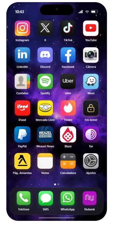 Pantalla de inicio con la cuadrícula de apps y el dock