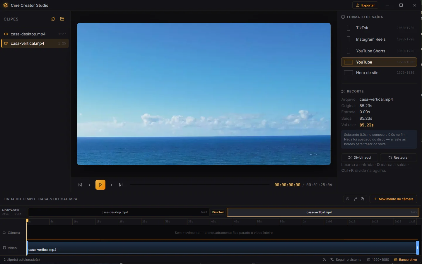 The second clip on the timeline, with the transition between them