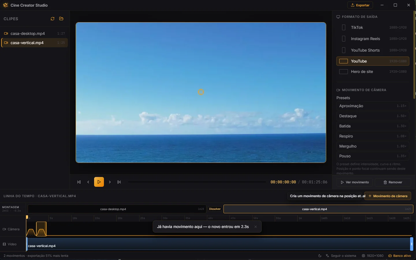 The motion presets, with the curve on the camera track
